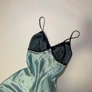 vintage blue teal and black lace maxi dress